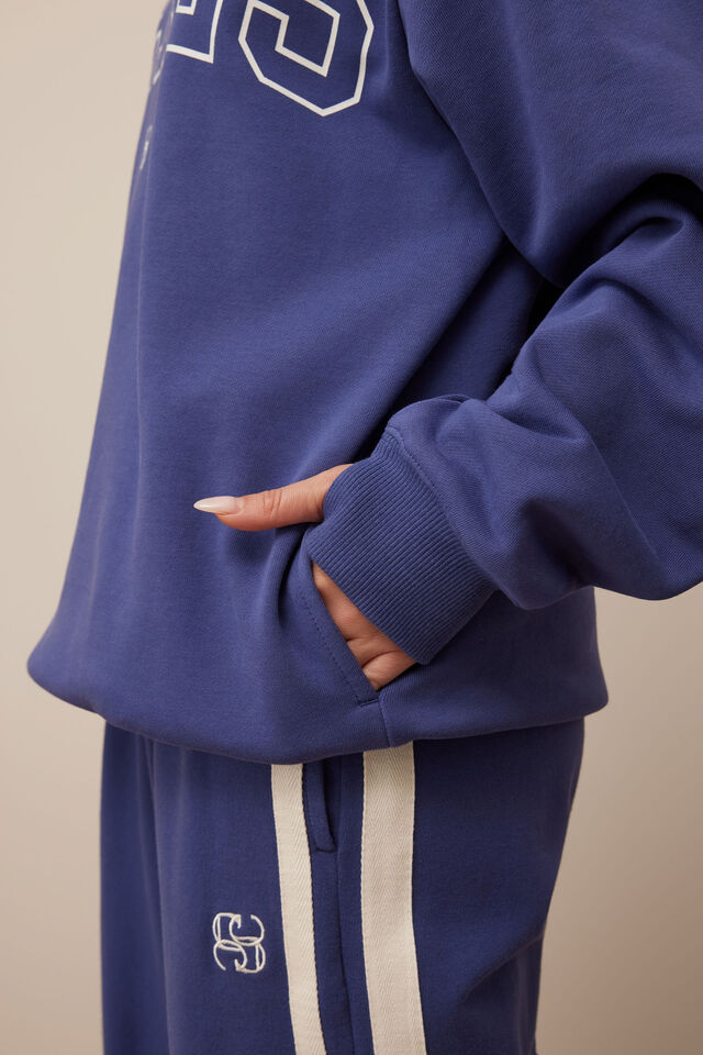 Isla Oversized Slouchy Crew - Washed Navy