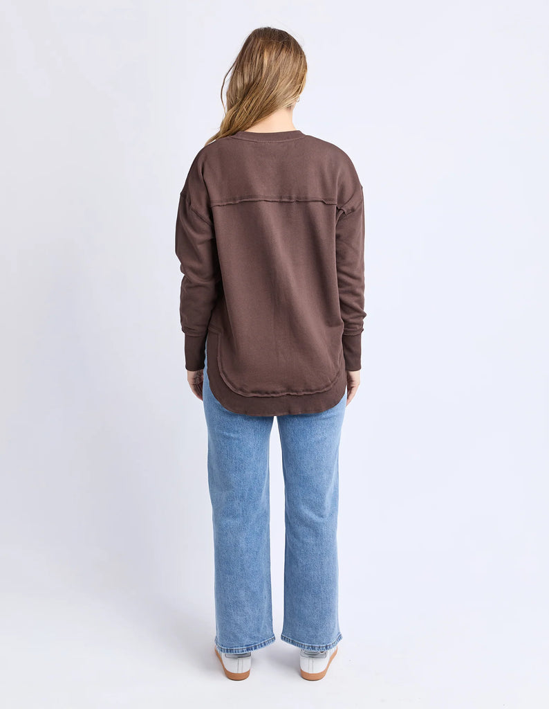 Simplified Metallic Crew - Coffee/Light Blue