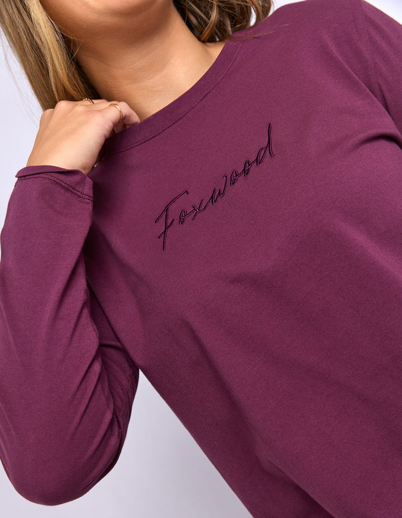 Signature Long Sleeve Tee - Plum