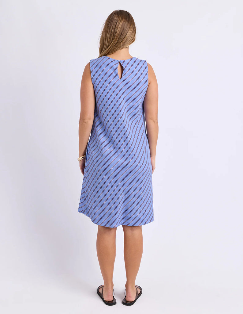 Alba dress - cornflower blue-Foxwood-Nothing says easy dressing quite like the Alba Dress. Featuring a relaxed silhouette, flattering V neckline and a keyhole button closure, it's made for coffee runs, coastal walks and afternoons spent outdoors. Vee neckline Vertical printed stripe Side pockets 55% Linen, 45% Viscose Our model is 176cm and wears Size 10-Pash + Evolve