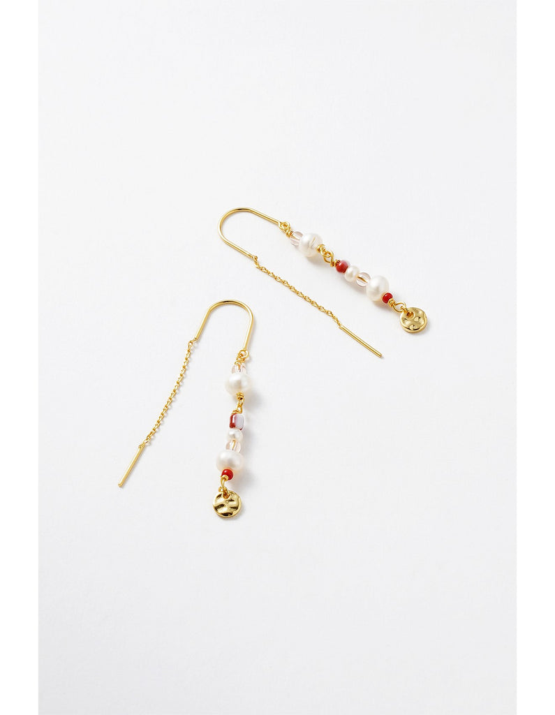 Alice thread earring - Gold/Pink-Zafino-Metal: 18K Gold Plated on Brass Dimensions: 50mm drop Waterproof Hypoallergenic & Nickel Free Female Founded & Family Owned-Pash + Evolve