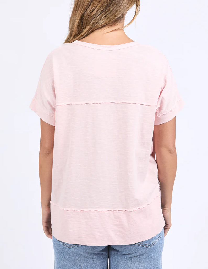 Allison tee - Pale Pink-Foxwood-Stay vibrant and fresh in the Allison Tee! Made from 100% cotton, this tee will keep you comfortable and stylish all day long whilst adding a pop of colour to your wardrobe. Keep it fun with the Allison Tee! Round neckline Design lines Raw edge details 100% Cotton Model is wearing a size 10-Pash + Evolve