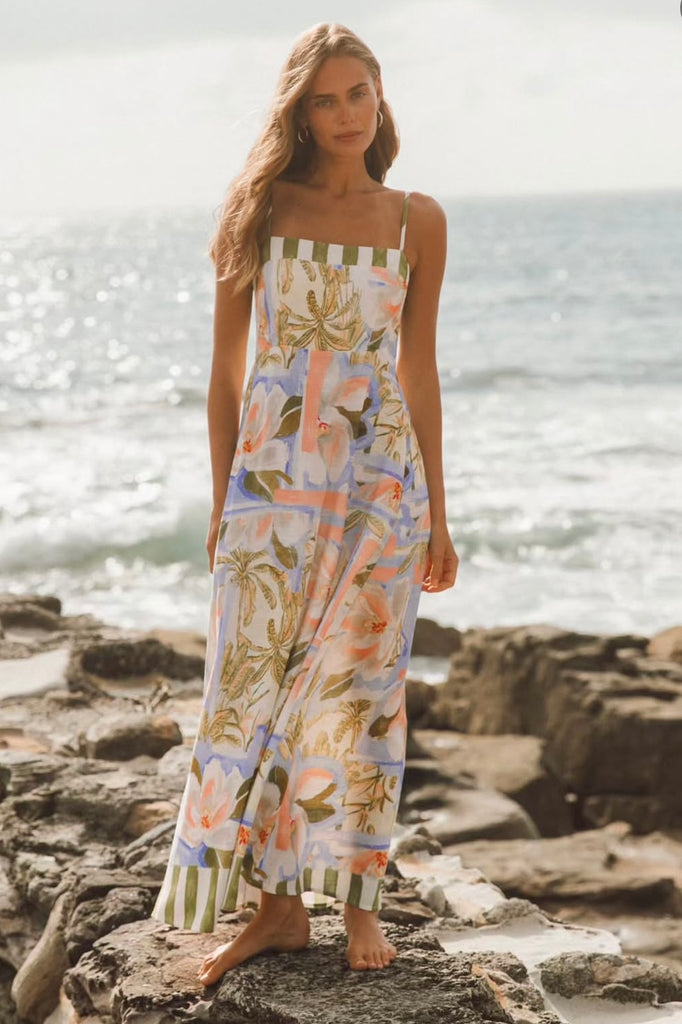 Alora maxi dress - floral-Pash + Evolve-*Shoestring strap *Maxi length *Elasticated back *Floral print all over-Pash + Evolve