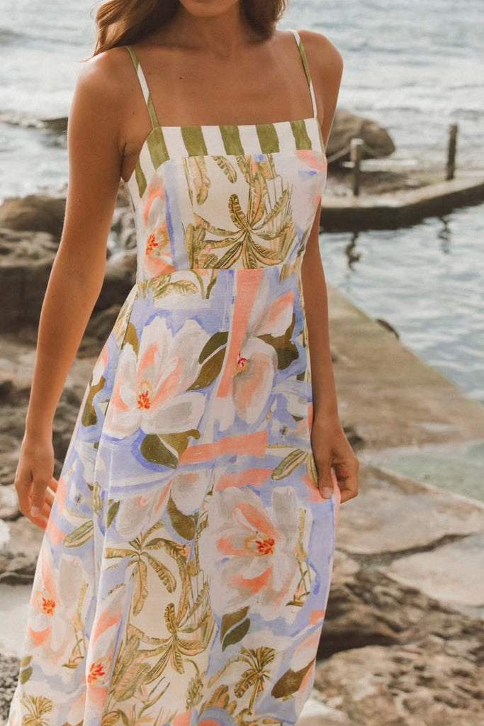 Alora maxi dress - floral-Pash + Evolve-*Shoestring strap *Maxi length *Elasticated back *Floral print all over-Pash + Evolve