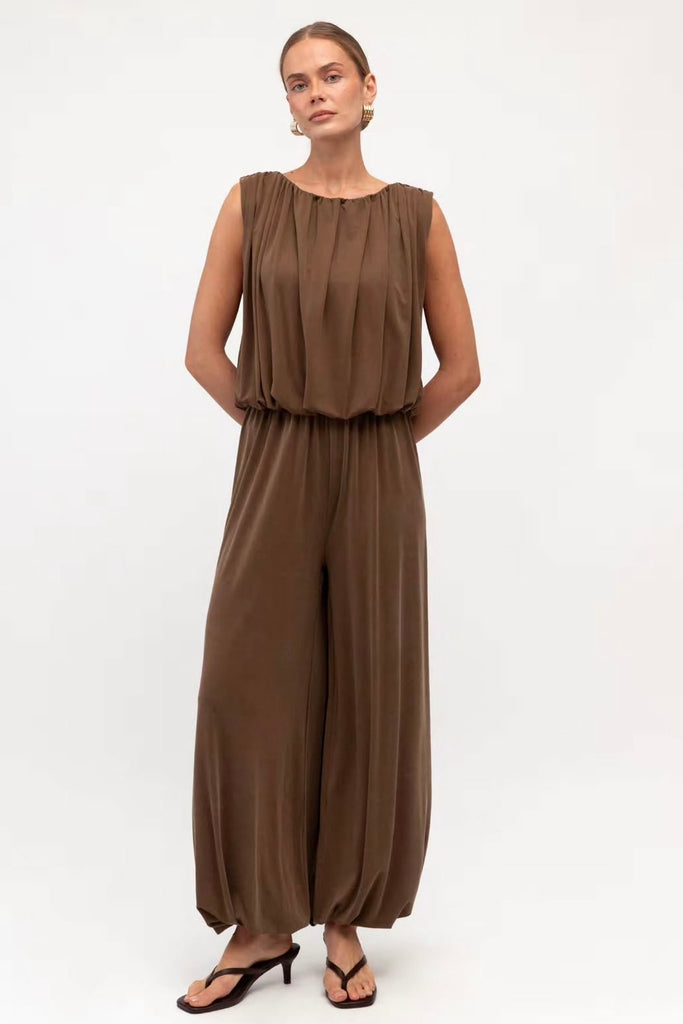 Amelia bubble top - chocolate-Pash + Evolve-*Bubble hem *Short sleeve *chocolate *Fully lined *50% Lyocell, 45% Polyester, 5% elastane-Pash + Evolve