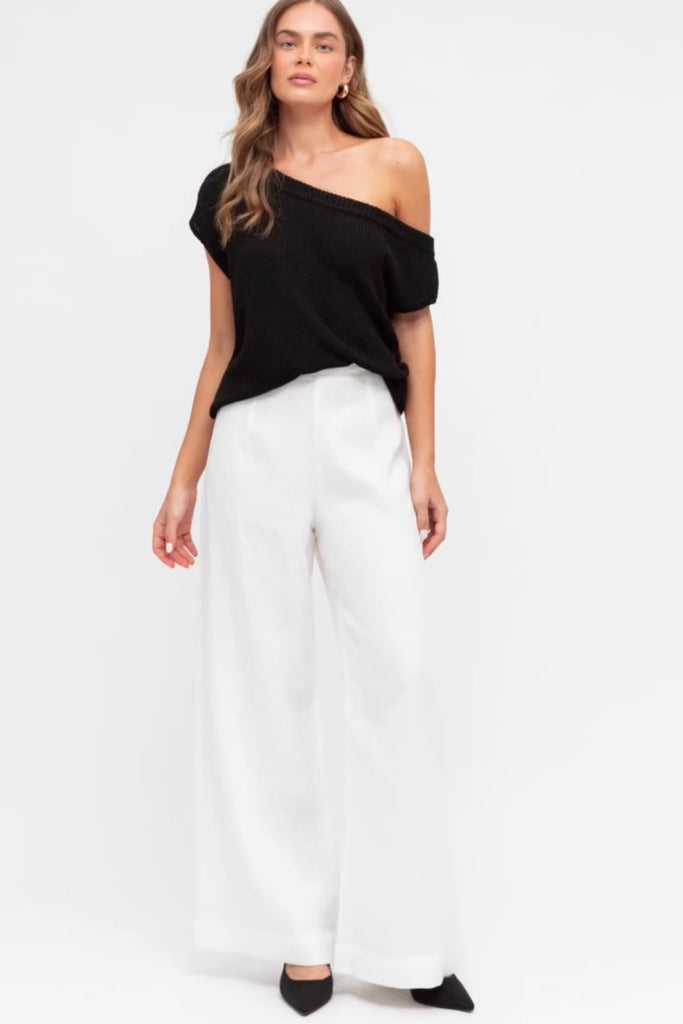 Arlie knit top - black-Pash + Evolve-*Asymmetrical neckline *Can be worn on or off the shoulder *Knit *70% Acrylic, 30% Polyester-Pash + Evolve