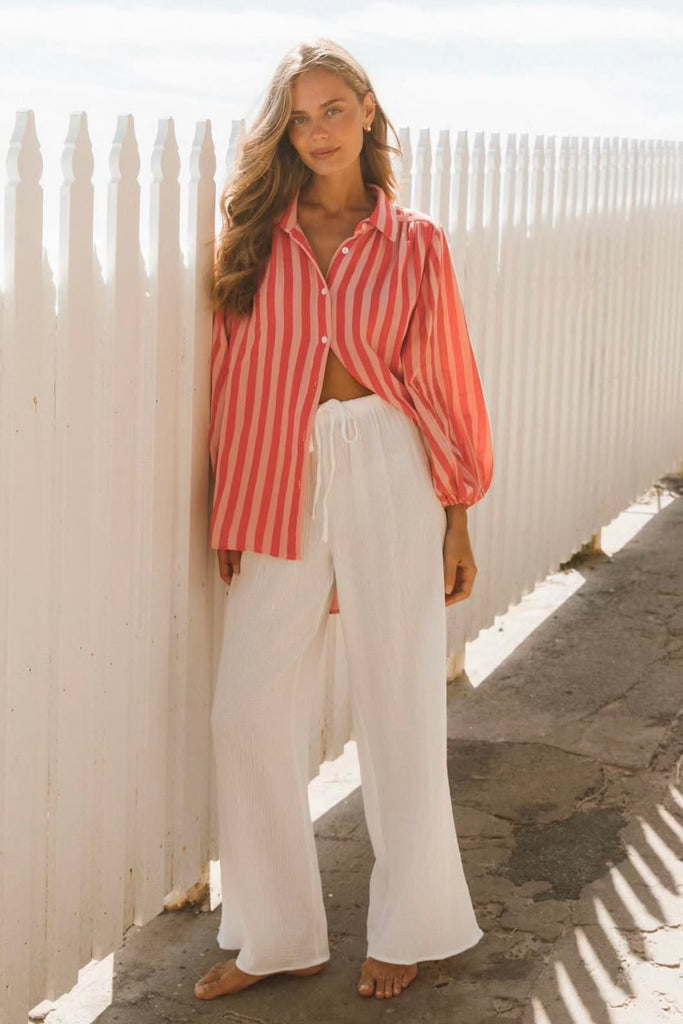 Austin shirt - orange stripe-Pash + Evolve-*Button down front *Oversized fit *Long sleeve *Collar *Pinstripe *100% Cotton-Pash + Evolve