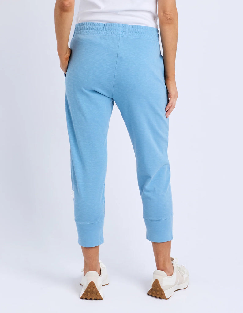 Brunch Pant - Dusk Blue-Elm-Made from 100% cotton slub jersey, Elm’s best-selling Brunch Pant provides a relaxed roomy fit that is versatility plus! With a comfy fit elastic waistband paired with an adjustable tie, these cropped length pants feature large cuff detail and will be your go-to straight out of the box! Best Selling Style Relaxed Cropped Length Fit Cotton Slub Jersey Model is 171cm and wears Size 10-Pash + Evolve