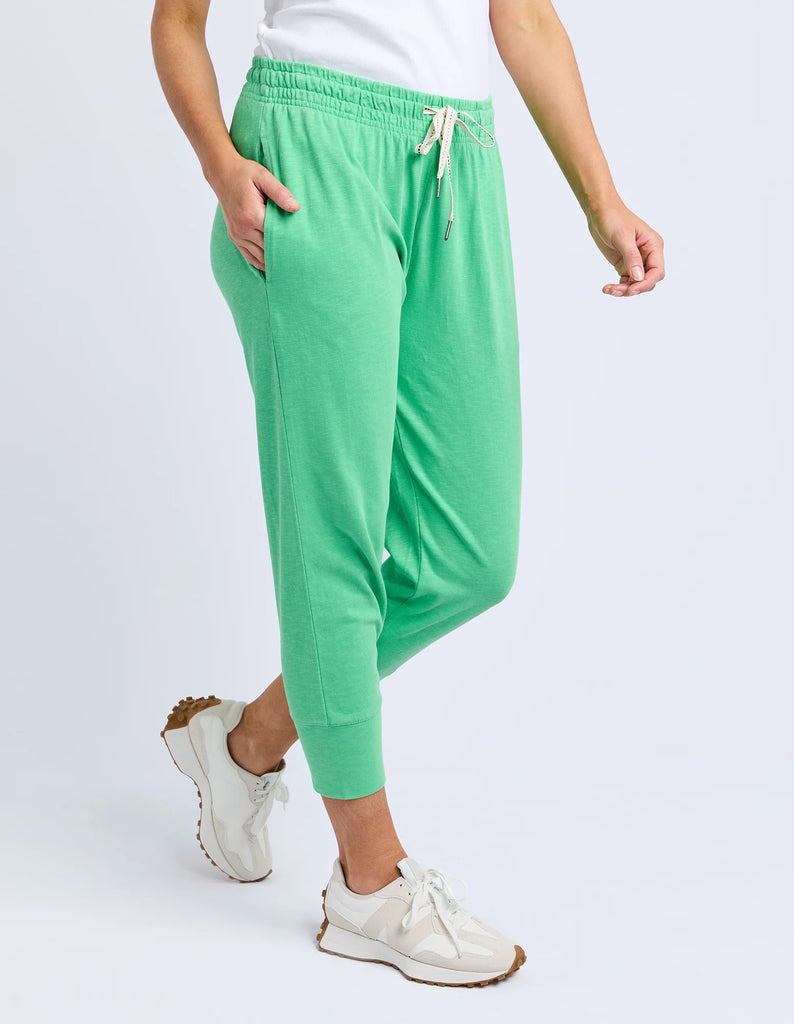 Brunch Pant - Spring Green-Elm-Made from 100% cotton slub jersey, Elm’s best-selling Brunch pant provides a relaxed roomy fit that is versatility plus! With a comfy fit elastic waistband paired with an adjustable tie, these cropped length pants feature large cuff detail and will be your go-to straight out of the box! Best selling style Relaxed cropped length fit Elastic waistband with adjustable tie 100% Cotton slub jersey Model is wearing a size 10-Pash + Evolve