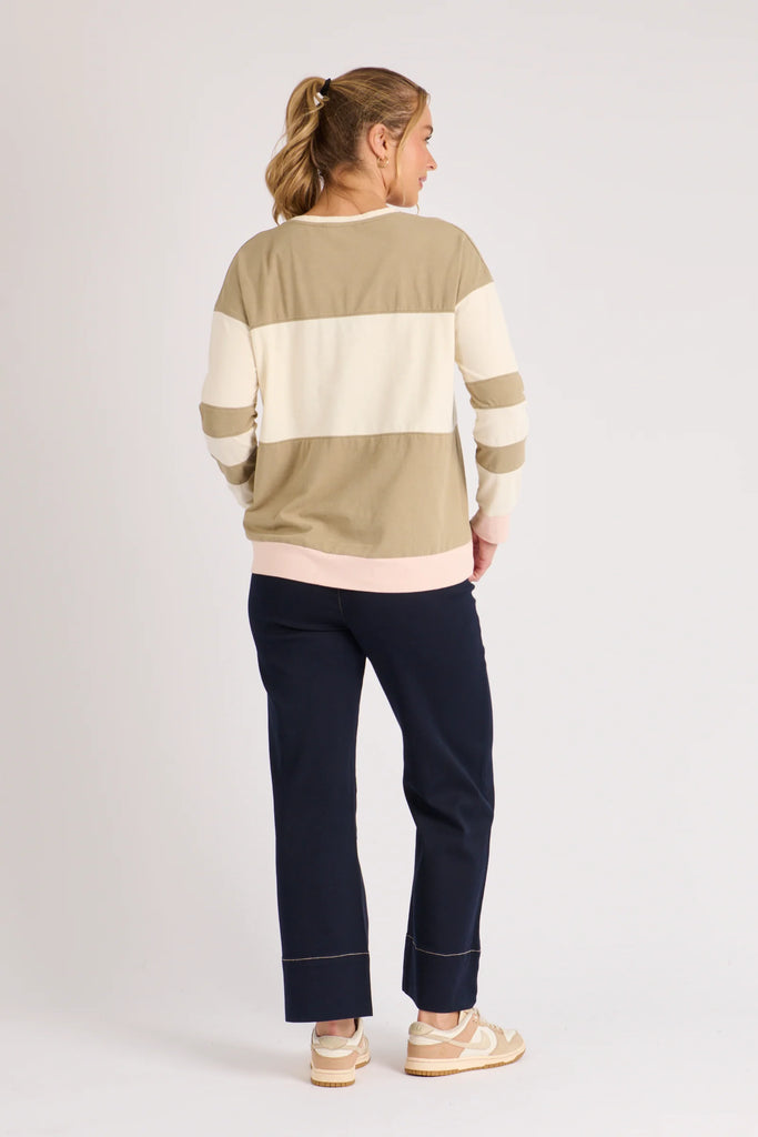 Contrast panel top - sage stripe-One Ten Willow-*Soft, breathable fabric with comfortable stretch*Colour block design*Subtle contrast sleeve detailing*Relaxed fit *Cotton/Elastane/Polyester Blend-Pash + Evolve