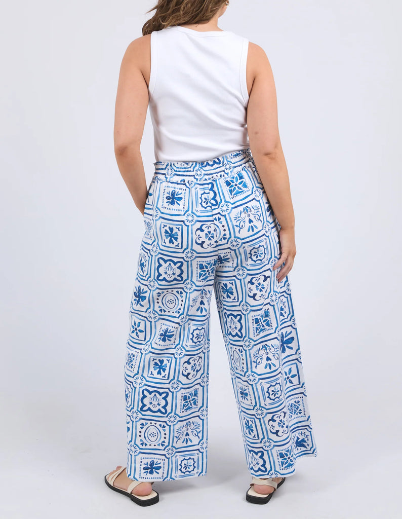 Dolce Pant Ocean - Tile Print-Elm-Say hello to the dolce tile pant, elastic waist, relaxed fit, and exclusive print . Style it your way for an effortless look that works for any day of the week. Elastic Waist Relaxed fit Exclusive print Linen Viscose Model is 171cm and wears Size 10-Pash + Evolve