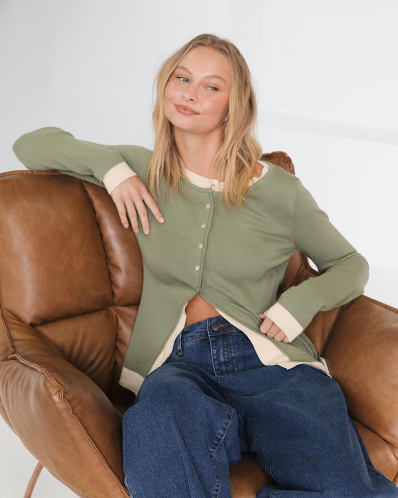 Ella long sleeve - matcha-Pash + Evolve-*Long sleeve *Double layer *Button up front *100% Cotton-Pash + Evolve