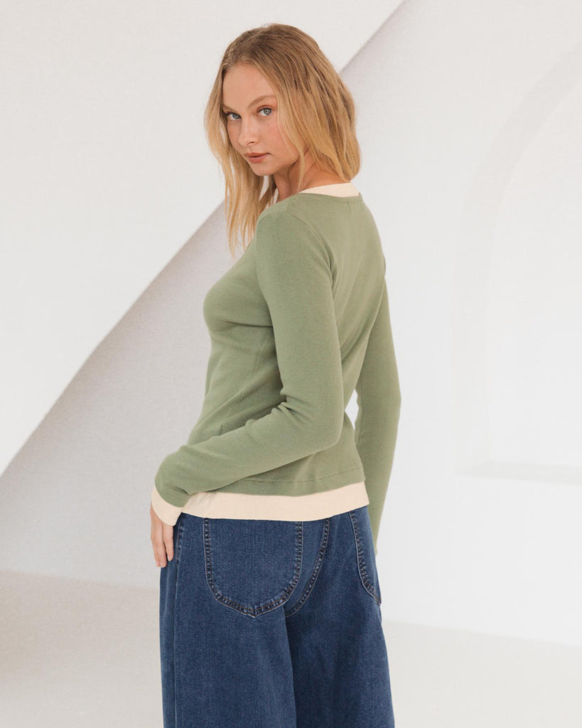 Ella long sleeve - matcha-Pash + Evolve-*Long sleeve *Double layer *Button up front *100% Cotton-Pash + Evolve