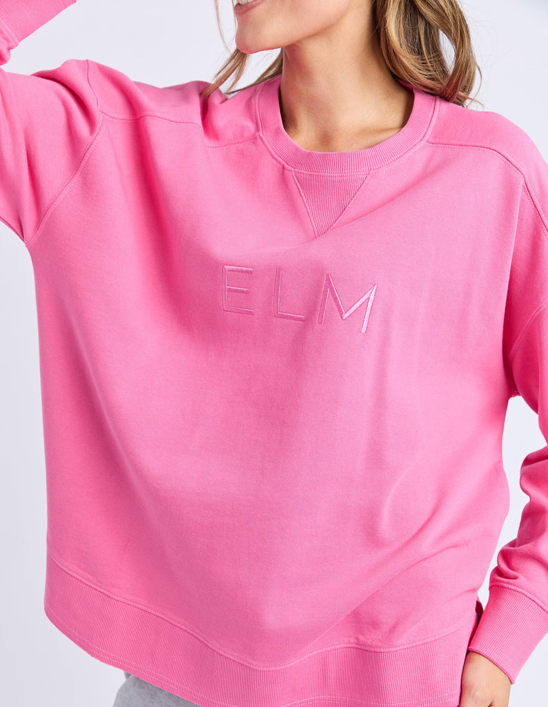 Established crew - aurora pink-Elm-Guaranteed to be your new favourite crew. The Established Crew features raw seam detail and cute Elm embroidery making it an effortless choice for both comfort and style. Raw Seams Elm Embroidery Crew Neckline Unbrushed Cotton Fleece 100% Cotton Model is 171cm and wears Size 10-Pash + Evolve
