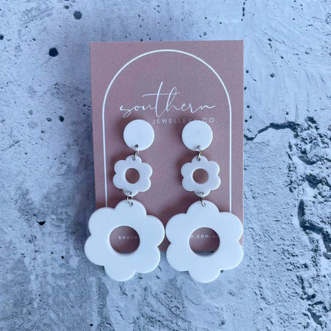 Stainless steel filigree disk earrings