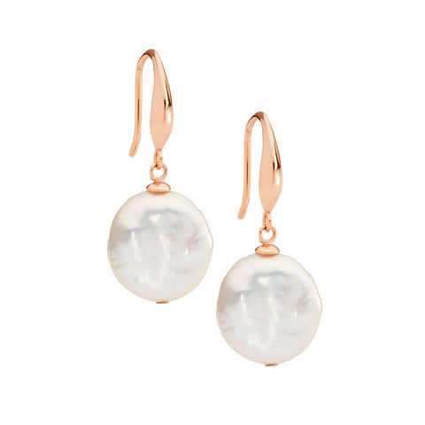 Hoop earrings freshwater pearl drop - gold plated