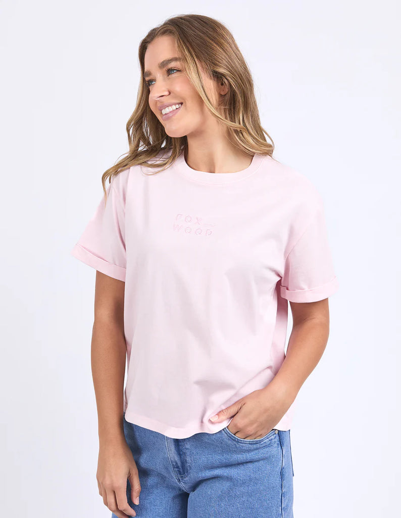 Huntleigh Oversized Tee - Pale Pink-Foxwood-Classic oversized tee for casual everyday wear. Featuring front chest embroidery and made with fresh 100% cotton. Round neckline Front chest embroidery Oversized fit 100% Cotton Model is wearing a size 10-Pash + Evolve