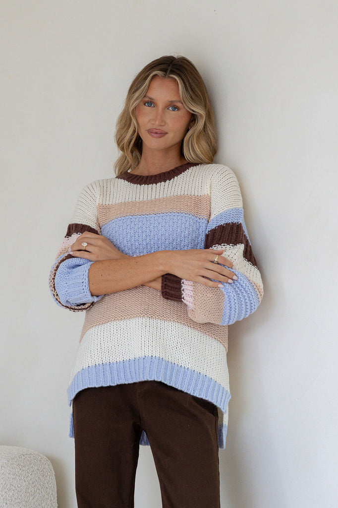 Charlie knit - chocolate/pink
