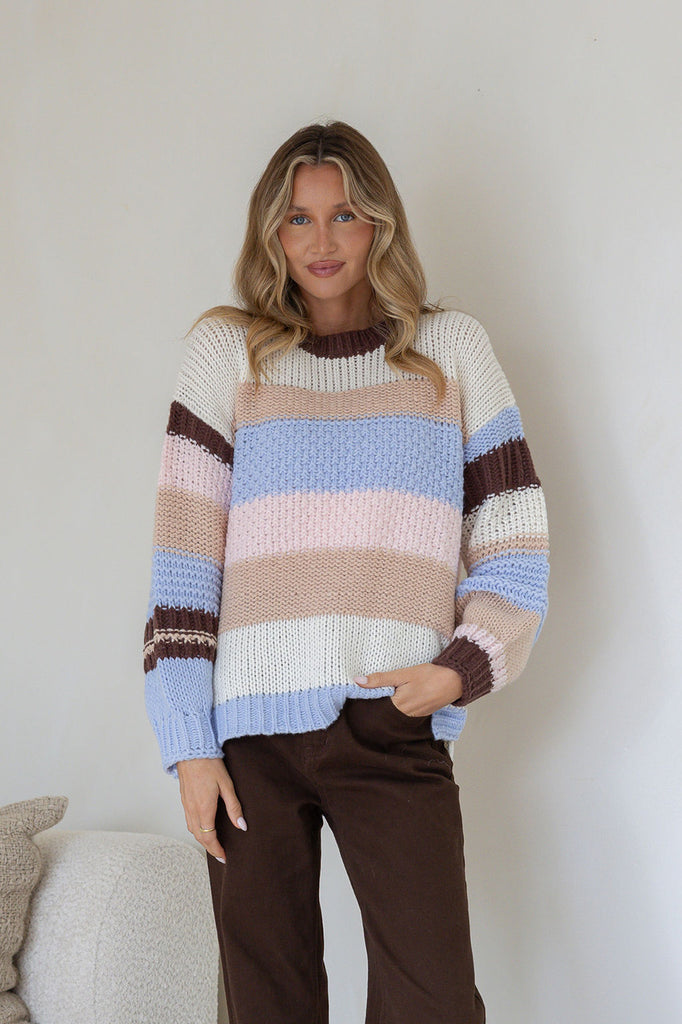 Charlie knit - chocolate/pink