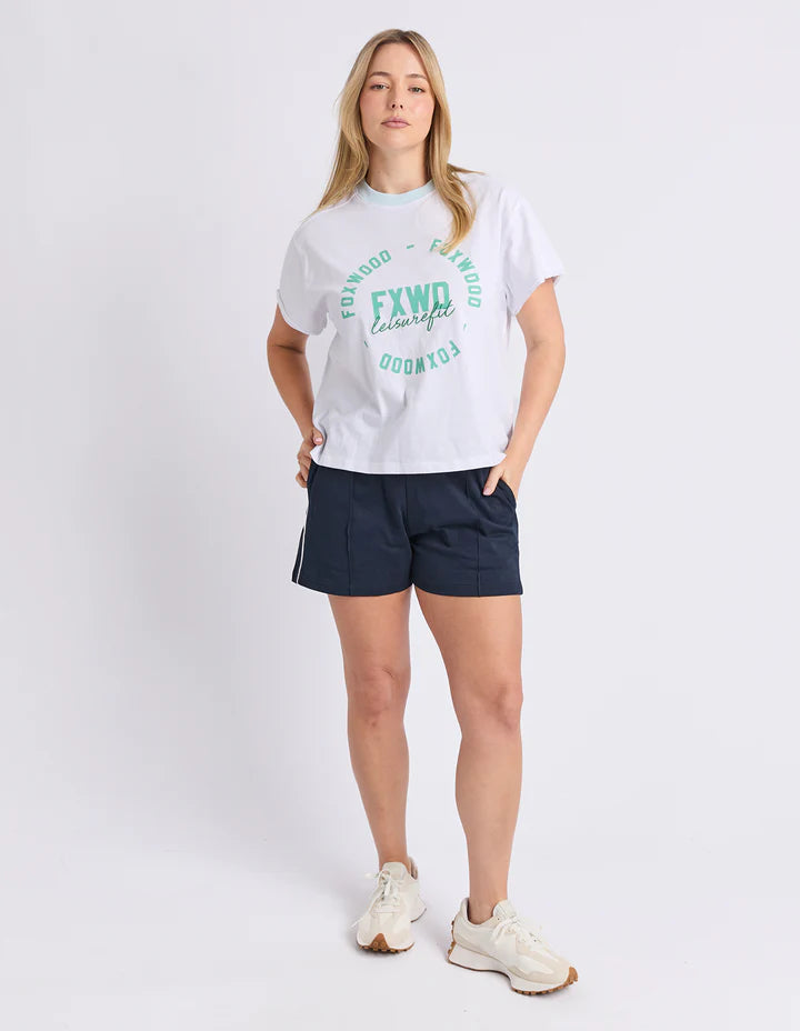 Intensity contrast tee - white-Foxwood-Add a little edge to your everyday with raw edge detailing that’s all about relaxed cool. Subtle yet standout, this touch brings texture and personality to your look while keeping things effortless. Perfect for those who love a bit of unfinished charm with their style. Foxwood exclusive front chest print Contrast neckband Raw edge sleeve detail 100% Cotton Model is wearing a size 10-Pash + Evolve