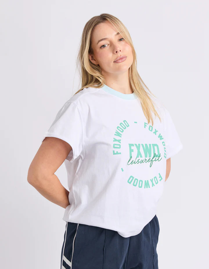 Intensity contrast tee - white-Foxwood-Add a little edge to your everyday with raw edge detailing that’s all about relaxed cool. Subtle yet standout, this touch brings texture and personality to your look while keeping things effortless. Perfect for those who love a bit of unfinished charm with their style. Foxwood exclusive front chest print Contrast neckband Raw edge sleeve detail 100% Cotton Model is wearing a size 10-Pash + Evolve