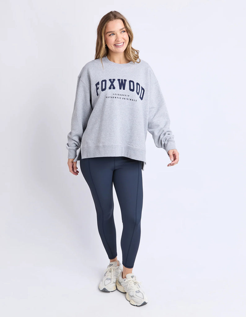 Intention Oversized Crew - Grey Marle/Navy-Foxwood-A familiar favourite, refreshed. The Intention Crew is cut in the same shape as our best selling Interval Crew, giving you that just right oversized fit you already love. Updated with bold Foxwood branding for a fresh sporty feel, it is soft, cosy and made for wherever the day takes you. Foxwood exclusive front chest artwork Side splits Oversized fit 100% Cotton Our model is 176cm and wears Size 10-Pash + Evolve