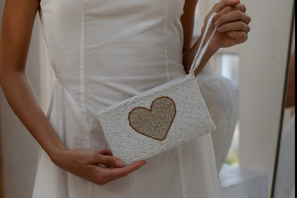 Isla beaded clutch-Pash + Evolve-*Glass beads *Wrist strap *Fully Lined inside *20x12cm-Pash + Evolve