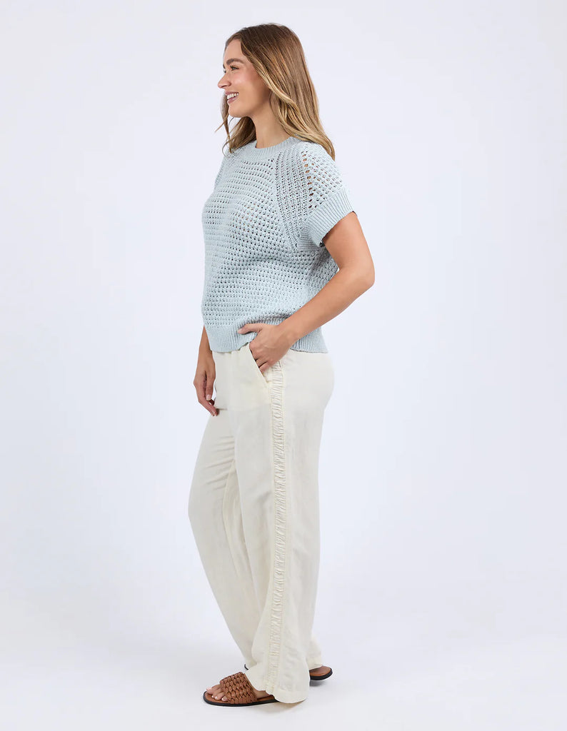 Isla knit vest - ballad blue-Foxwood-*Knit vest *Round neckline *Ribbed neckline *Short sleeve *Cotton/Metallic blend *Designed in Australia-Pash + Evolve