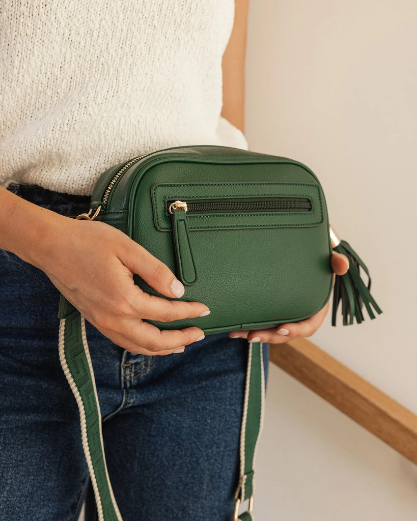Jacinta Gia Crossbody Bag - Forest Green-Louenhide-The Louenhide Jacinta Forest Green Crossbody Bag with Gia Strap is the ultimate everyday bag for women looking for style without compromising function. Feel luxe and sporty with this soft, camera style bag over your shoulder, now in Forest Green and Black new season colours. Walk out in style with this casual crossbody bag and keep your essentials secure with its slip and zip pockets. The Jacinta Gia is a staple in the Louenhide world, loved by women of all