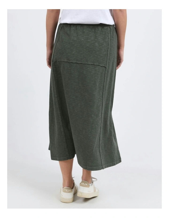 Jayne skirt - khaki-Foxwood-*Elastic waist *Midi length *Design panels *100% Cotton-Pash + Evolve