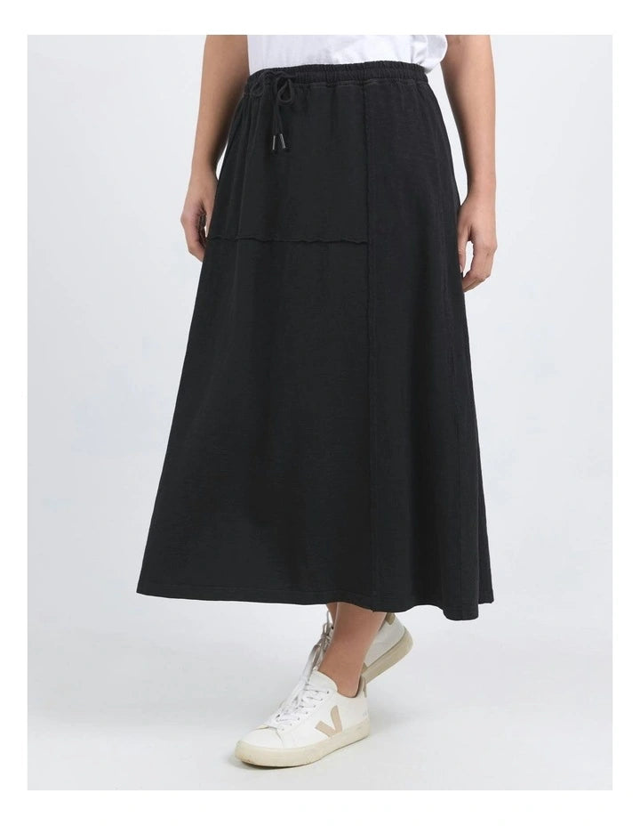 Jayne skirt - washed black-Foxwood-*Elastic waist *Midi length *Design panels *100% Cotton-Pash + Evolve