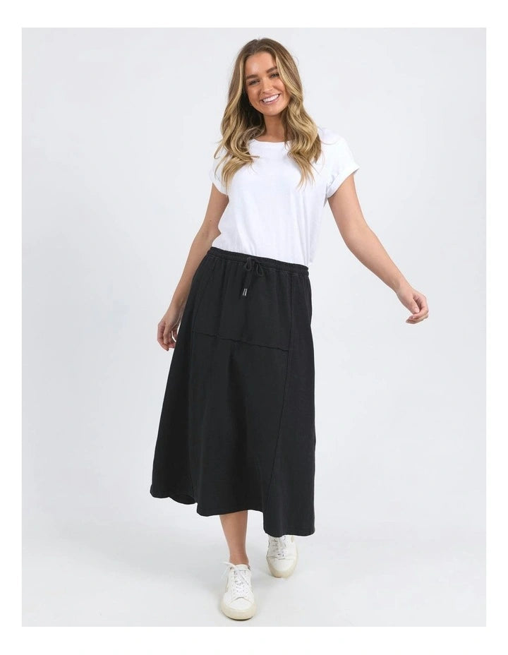 Jayne skirt - washed black-Foxwood-*Elastic waist *Midi length *Design panels *100% Cotton-Pash + Evolve