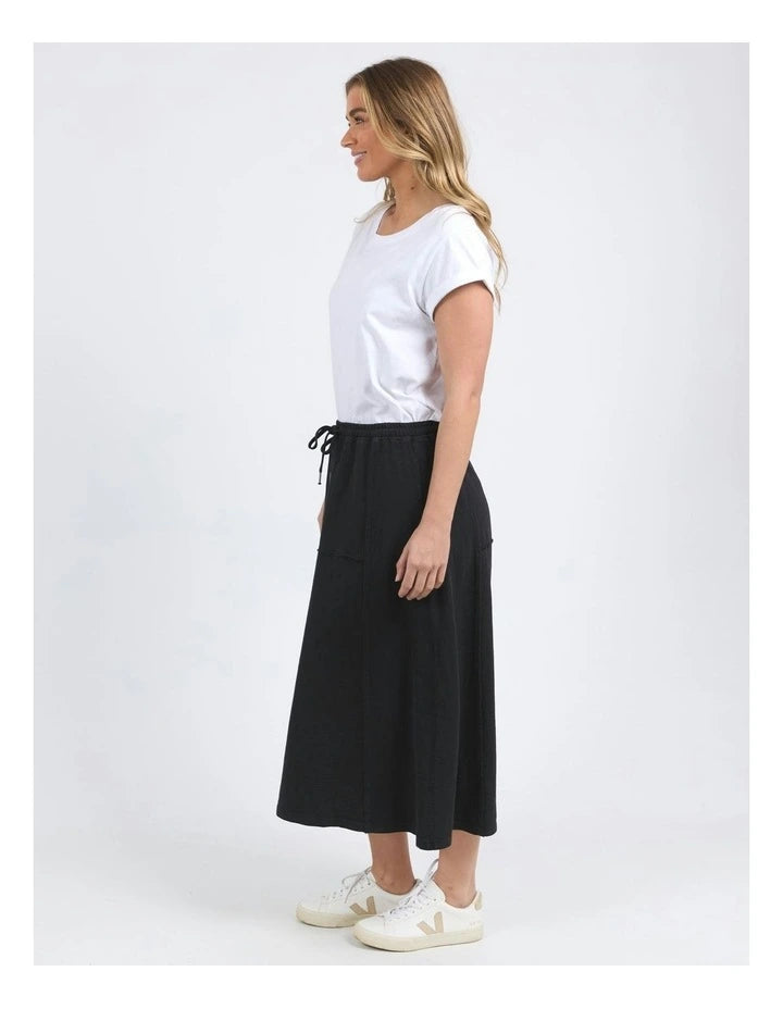 Jayne skirt - washed black-Foxwood-*Elastic waist *Midi length *Design panels *100% Cotton-Pash + Evolve