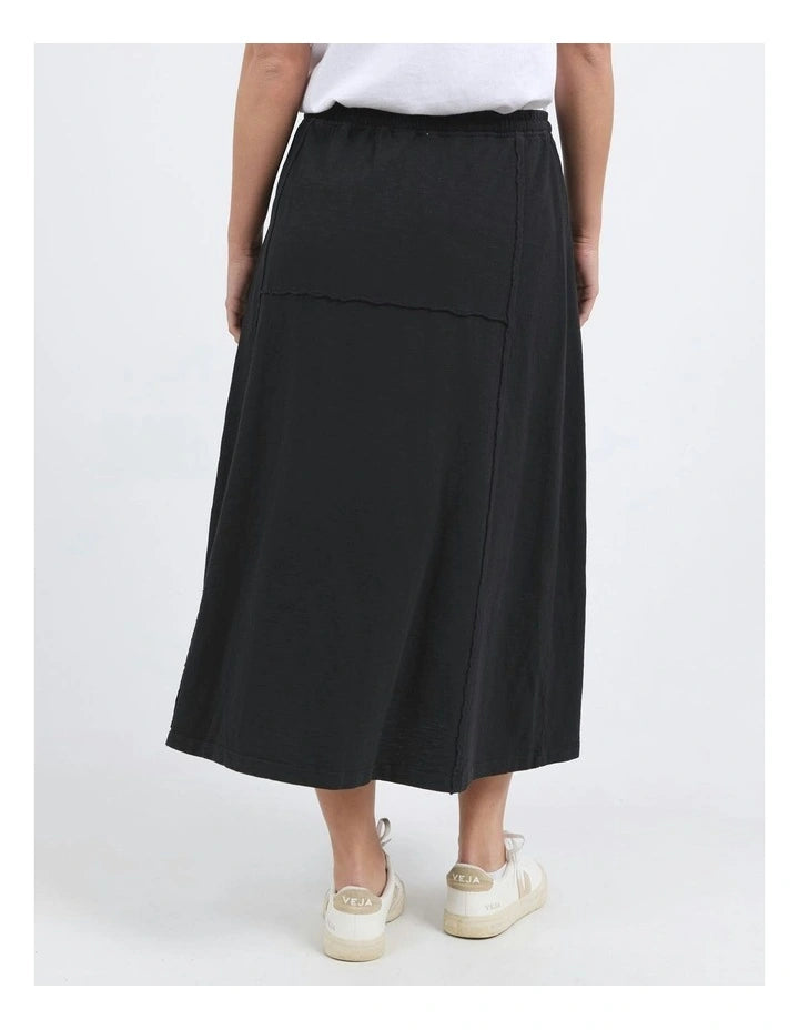 Jayne skirt - washed black-Foxwood-*Elastic waist *Midi length *Design panels *100% Cotton-Pash + Evolve