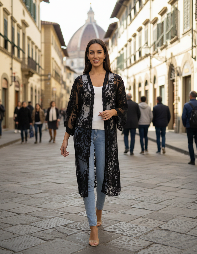 Laura cape - black lace-Pash + Evolve-*One size *Lace pattern *Cape-Pash + Evolve