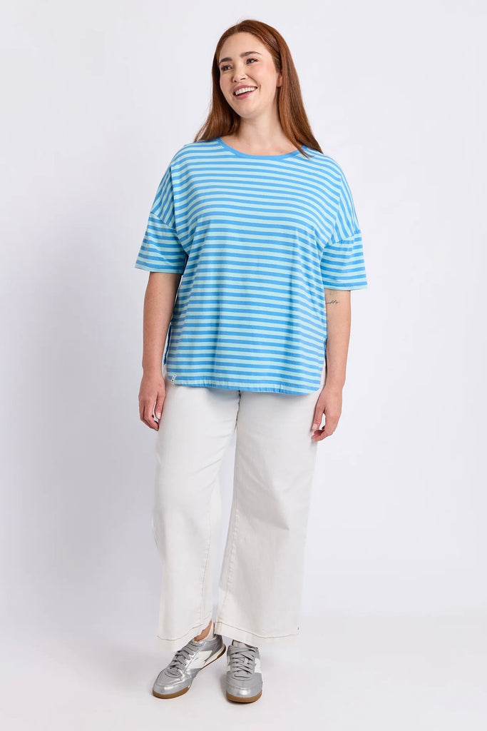 Lauren Short Sleeve Tee- Stripe Tonic Blue/Azure-Elm-The Lauren S/S Tee Stripe is a timeless everyday style with an easy relaxed fit. Crafted from soft stretch cotton jersey, it features a classic crew neckline, yarn-dyed stripes and a flattering scooped hem. Pair it with denim, shorts or relaxed pants for effortless casual dressing. Yarn dyed stripe Flattering Scooped Hemline Crew Neckline Relaxed fit 95% cotton 5% elastane jersey-Pash + Evolve