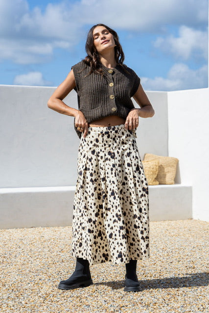Layla maxi skirt - leopard-Pash + Evolve-*Elasticated waist *Pockets *Leopard print all over *Side tie drawstring-Pash + Evolve