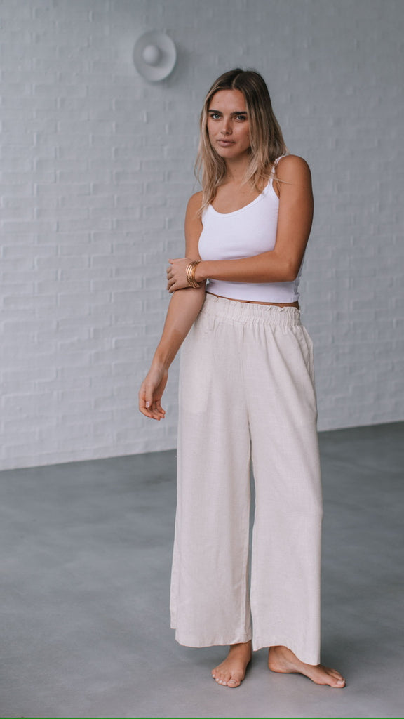 Lila pant - natural-Pash + Evolve-*Linen pant *Pockets *Elasticated waist *Wide leg *70% Linen, 30% Viscose-Pash + Evolve