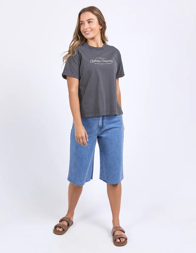 Line Tee - Charcoal-Foxwood-Effortless style with an elevated twist, the Line Tee features exclusive chest embroidery for a touch of detail. Crafted from 100% cotton, this everyday essential offers a relaxed fit, round neckline, and soft, breathable feel-perfect for pairing with your go-to denim or layering under jackets. Foxwood exclusive front chest embroidery Round neckline Relaxed fit 100% Cotton Our model is 176cm and wears Size 10-Pash + Evolve