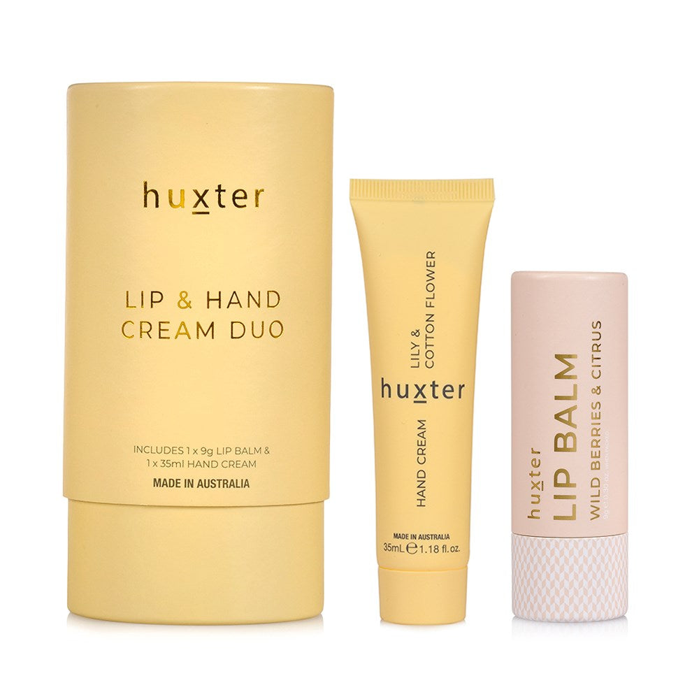 Lip & Hand Cream Duo - Lily & Cotton Flower-Huxter-Fragrance - Lily & Cotton Flower Each Gift Set Includes 1 x 9gm Lip Balm Wild Berries & Citrus 1 x 35ml Lily & Cotton Flower Hand Cream-Pash + Evolve