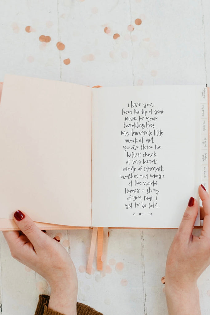 Little dreamer baby journal - petal-Pash + Evolve-A keepsake to be passed down to your little dreamer.A memento to imprint those moments easily forgotten in the fog of early parenthood.A journal of the milestones and memories, the hilarious and heart-warming.A time capsule of your little one’s history, heritage and home. Designed in collaboration with Gemma Peanut. FEATURES: Eighteen tabbed chapters, documenting pregnancy, parent profiles, family, birth and each month for the first twelve months of a little