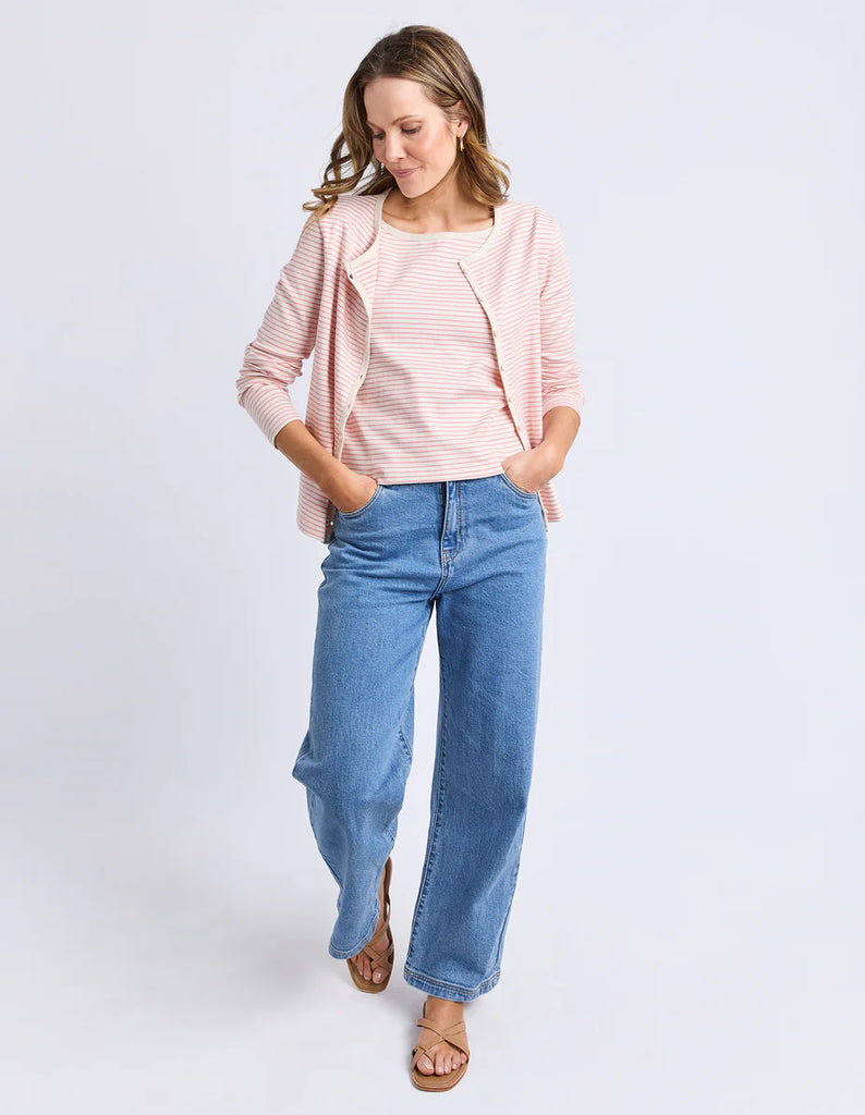 Lorraine Cardi & Cami 2 Piece Set - Rose-Foxwood-Throw on our Lorraine Cardi & Cami set for ultimate comfort. Perfect for easy days or for a casual look! Tank and cardi combo Front placket opening on cardi Yarn dyed stripe 100% Cotton Our model is 176cm and wears Size 10-Pash + Evolve