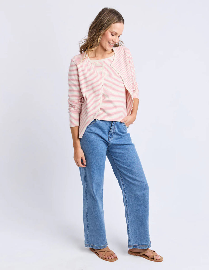Lorraine Cardi & Cami 2 Piece Set - Rose-Foxwood-Throw on our Lorraine Cardi & Cami set for ultimate comfort. Perfect for easy days or for a casual look! Tank and cardi combo Front placket opening on cardi Yarn dyed stripe 100% Cotton Our model is 176cm and wears Size 10-Pash + Evolve