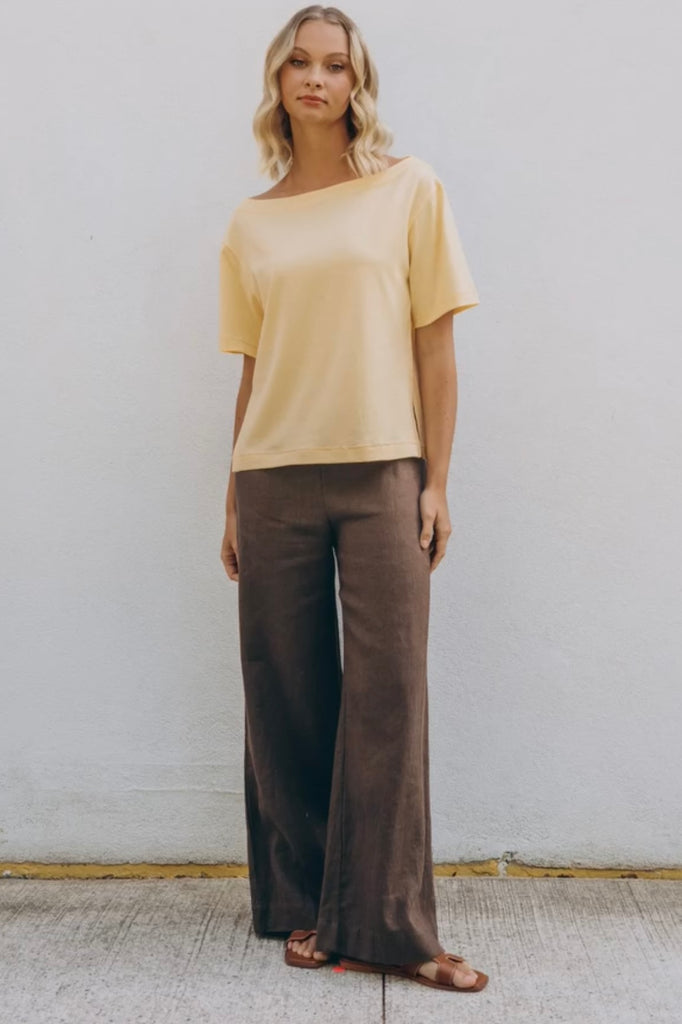 Maddie tee - butter-Pash + Evolve-*Cropped length *Asymmetrical hemline *Side splits *100% Cotton-Pash + Evolve
