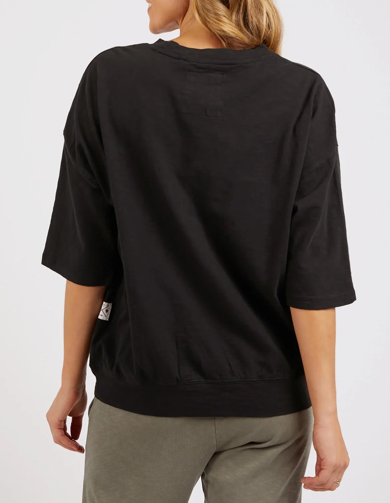 Mazie Sweat - Black-Elm-The Mazie Sweat is the ideal blend of style and versatility. This oversized fit and 3/4 length sleeves allow plenty of room for movement. Made with a gorgeous lightweight Cotton fabric to make it ideal for layering. Best selling style Relaxed fit 3/4 length sleeves 100% Cotton Model is wearing a size 10.-Pash + Evolve