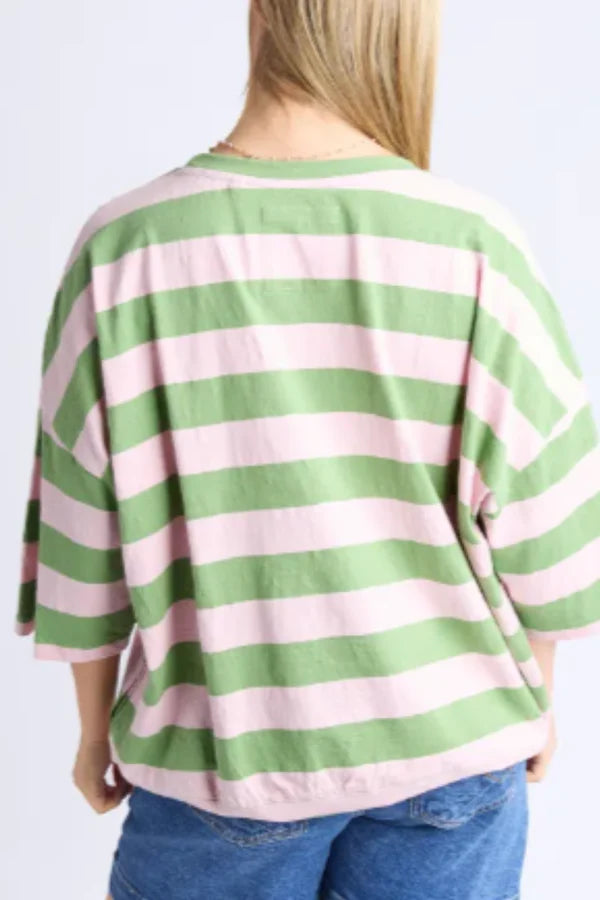 Mazie block stripe - pink/green-Elm-The Mazie Sweat is the ideal blend of style and versatility. This oversized fit and 3/4 length sleeves allow plenty of room for movement. Made with a gorgeous lightweight Cotton fabric to make it ideal for layering. Best selling style Relaxed fit 3/4 length sleeves Pockets at the waistband 100% Cotton-Pash + Evolve