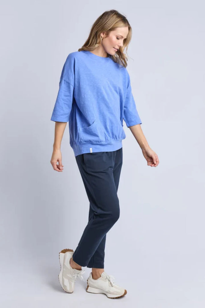 Mazie sweat - cornflower-Pash + Evolve-The Mazie Sweat is the ideal blend of style and versatility. This oversized fit and 3/4 length sleeves allow plenty of room for movement. Made with a gorgeous lightweight Cotton fabric to make it ideal for layering. Best selling style Relaxed fit 3/4 length sleeves Pockets at the waistband 100% Cotton Model is wearing a size 10-Pash + Evolve