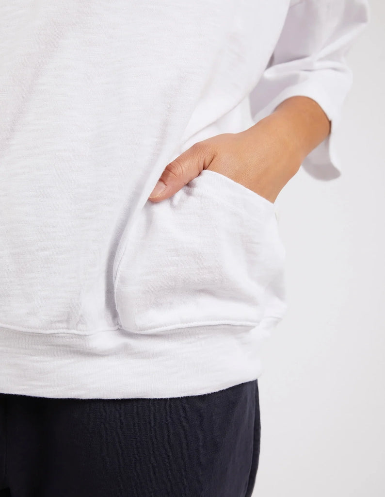 Mazie sweat - white-Elm-The Mazie Sweat is the ideal blend of style and versatility. This oversized fit and 3/4 length sleeves allow plenty of room for movement. Made with a gorgeous lightweight Cotton fabric to make it ideal for layering. Best selling style Relaxed fit 3/4 length sleeves Pockets at the waistband 100% Cotton Model is wearing a size 10-Pash + Evolve