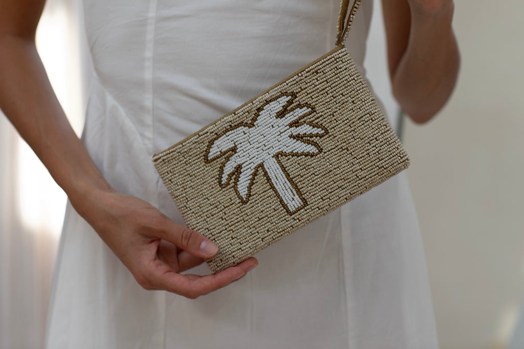 Mia beaded clutch-Pash + Evolve-*Glass beads *Wrist strap *Fully Lined inside *20x12cm-Pash + Evolve