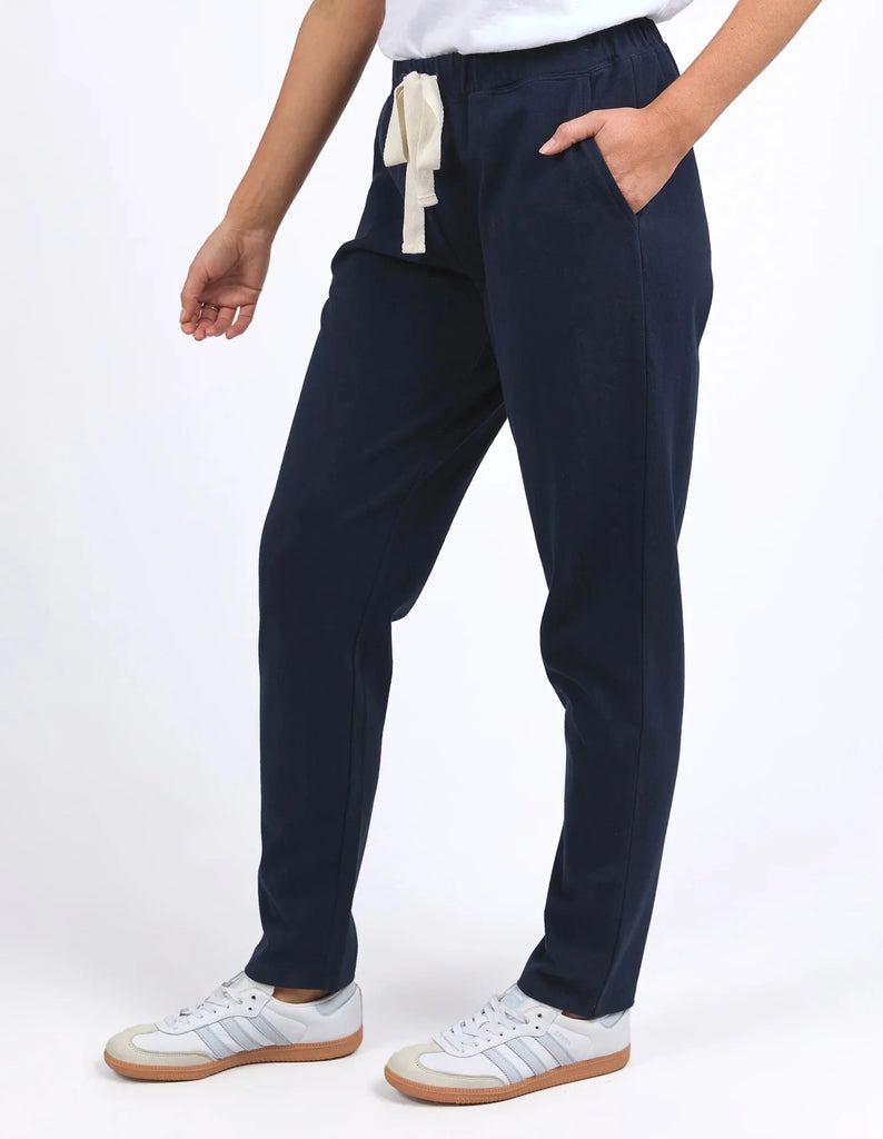 Monday pant - navy-Foxwood-Who says we don't like Mondays? The Monday Pant is our new favourite go-to pant for ultra-comfort. Featuring an elastic waist and contrast drawcord, these unbrushed and cosy cotton pants are not just for Monday, you'll find yourself wearing them everyday of the week! Elastic waist Contrast drawcord Side pockets 100% Cotton Our model is 176cm and wears Size 10-Pash + Evolve